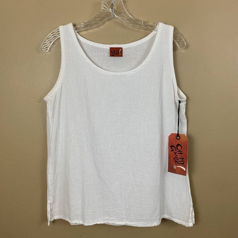 Oh My Gauze Top Womens S/M Size 1 White Blouse Casual Cotton Sleeveless Boho NWT