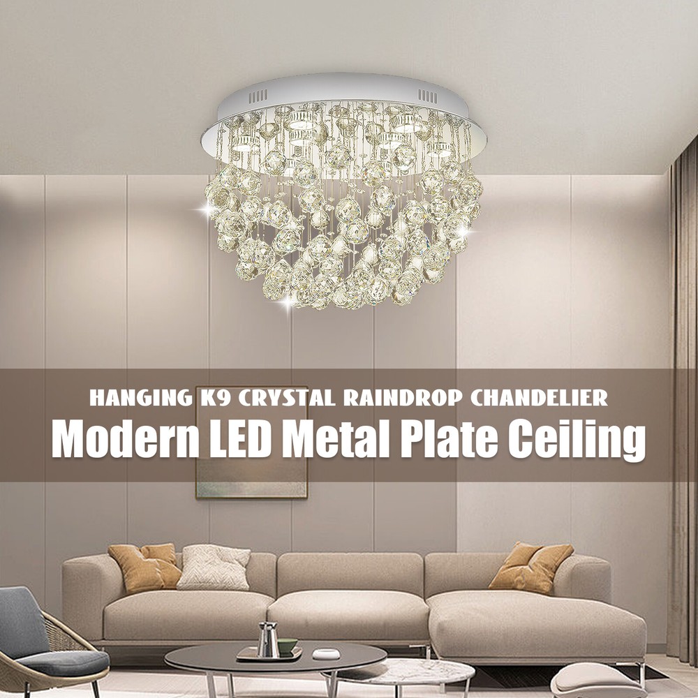 LED Crystal Ceiling Light Chandelier Ceiling Raindrop Light K9 Crystal Lamps
