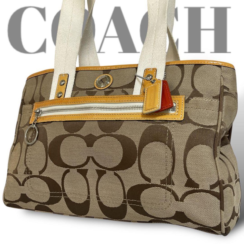 Authentic Coach F14878 Canvas Shoulder Bag Handbag Used Excellent Condition