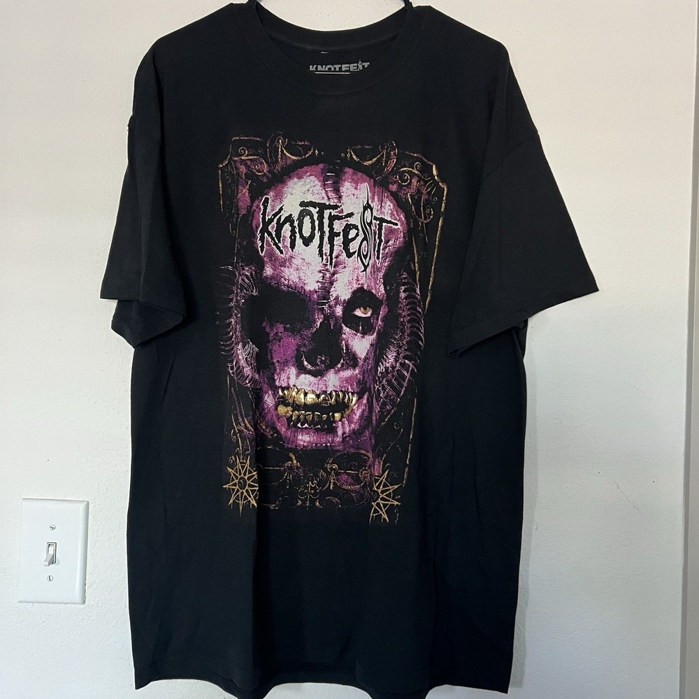 Knotfest Skull Graphic Band T-Shirt Black XL Heavy Metal Tee