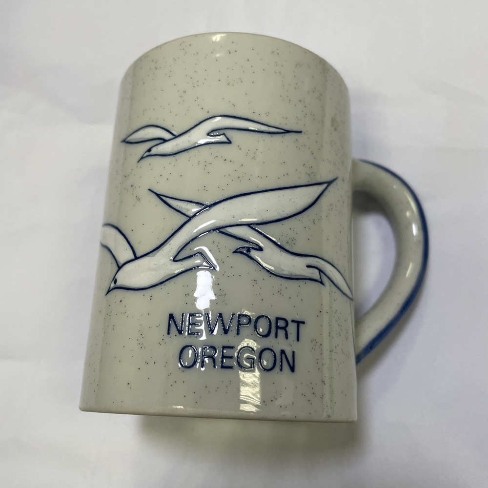 VTG Otagiri Newport Oregon Mug Speckled Stoneware Sea Gulls