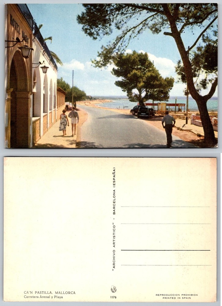 Vintage Ca'n Pastilla Mallorca Postcard - Hotel Oasis, Arenal Beach 1960s