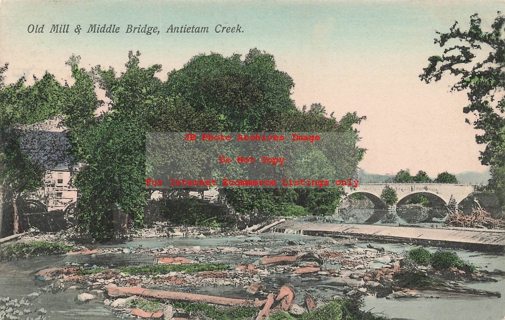 VA, Antietam, Virginia, Old Mill & Middle Bridge, MI Burgan Pub No 6515