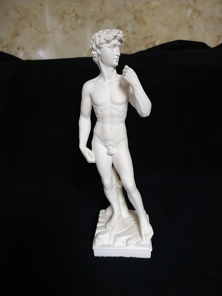 Vintage Michelangelo David Standing Nude Sculpture Signed SP 12 Inches