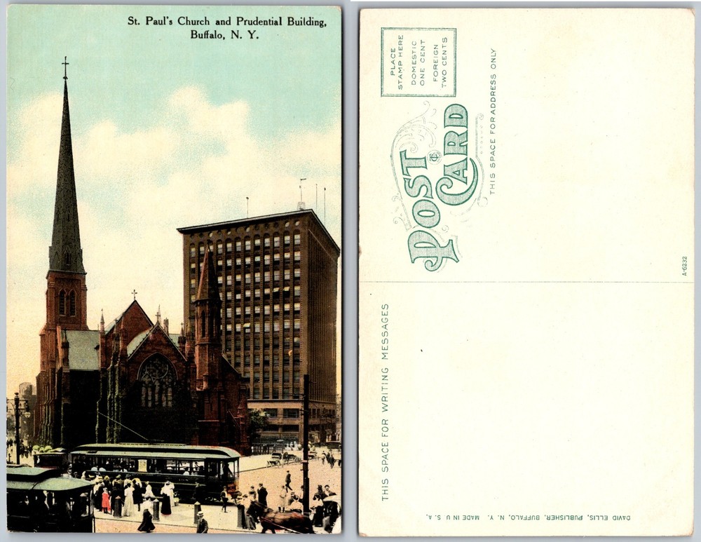 St Pauls Church And Prudential Building Buffalo NY Postcard
