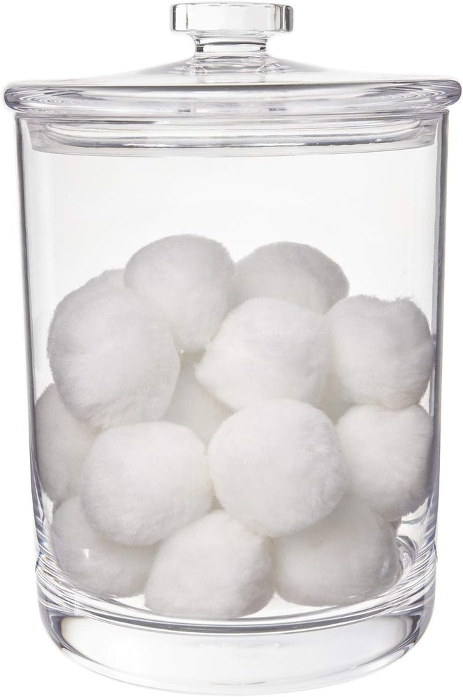 STORi Premium Quality Clear Plastic Makeup and Cotton Ball 60 Ounces,