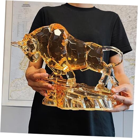 Wall Street Bull Statue Acrylic Stock Market Charging Bull Sculpture  