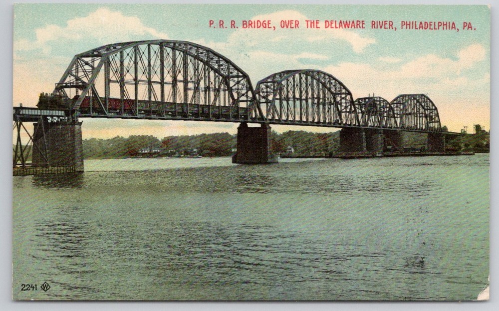 P.R.R. Bridge Delaware River Philadelphia PA Train Souvenir Post Card Co.