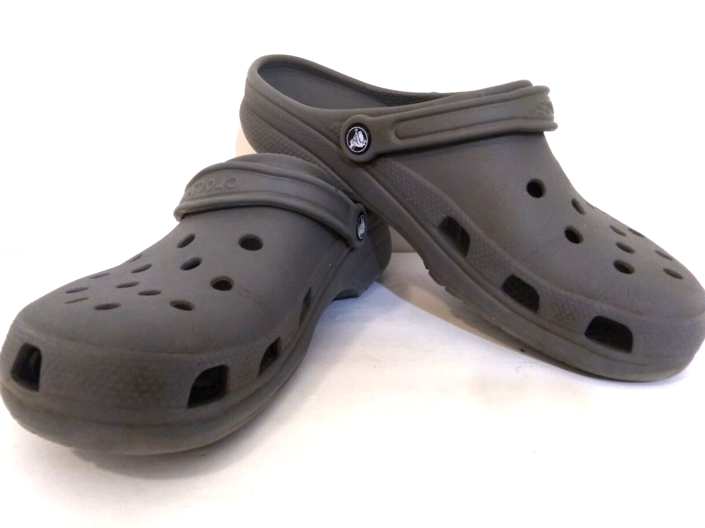 Crocs Classic Shoes Mens Size 12 Gray Rubber Slip On Comfort Faux Fur Round Toe