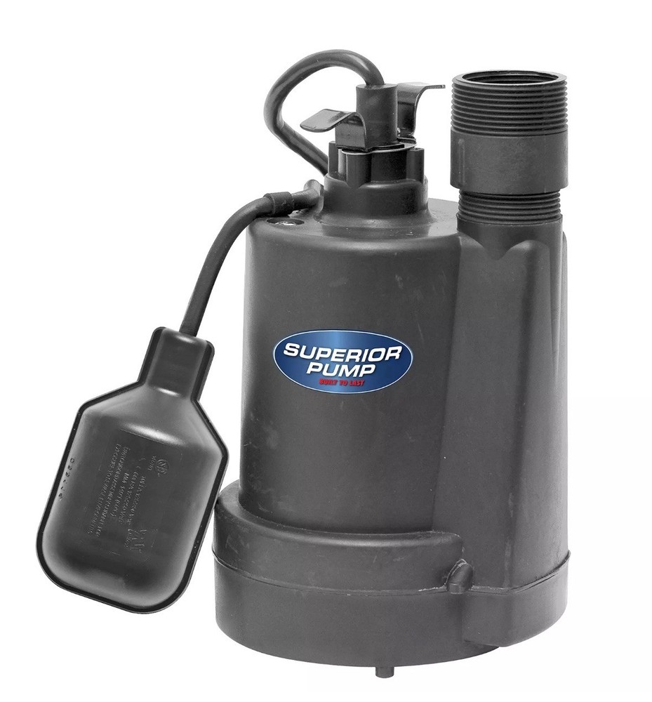 1/4 HP Thermoplastic Submersible Sump Pump by Superior Pump with Tethered Float