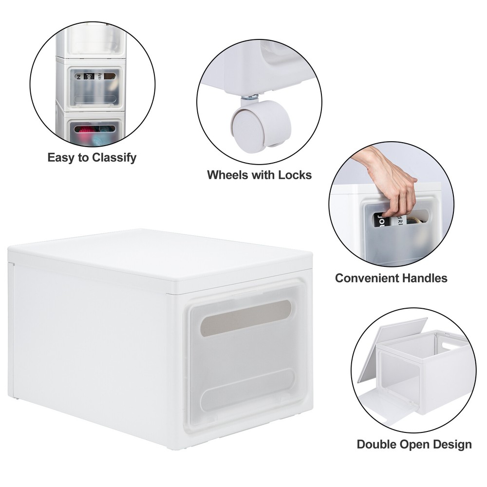 Skytle 3-Piece 30L Stackable Storage Bins Organizer Totes Boxes