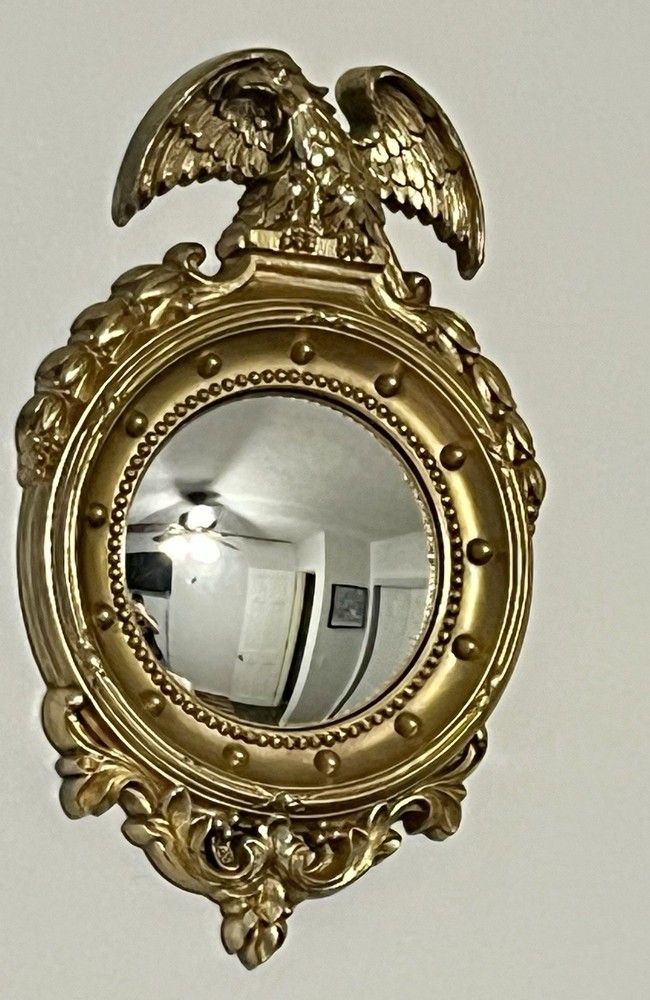 Vintage Federal Style Eagle Convex Bullseye Mirror MCM