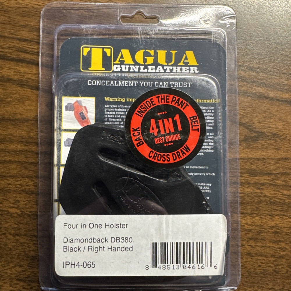 Tagua Four in One Holster for Diamondback DB380 Leather Black Right Hand IWB,OWB