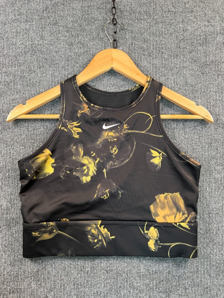 Nike Womens Everything Floral Swoosh Sports Bra High Neck Racerback Size Large