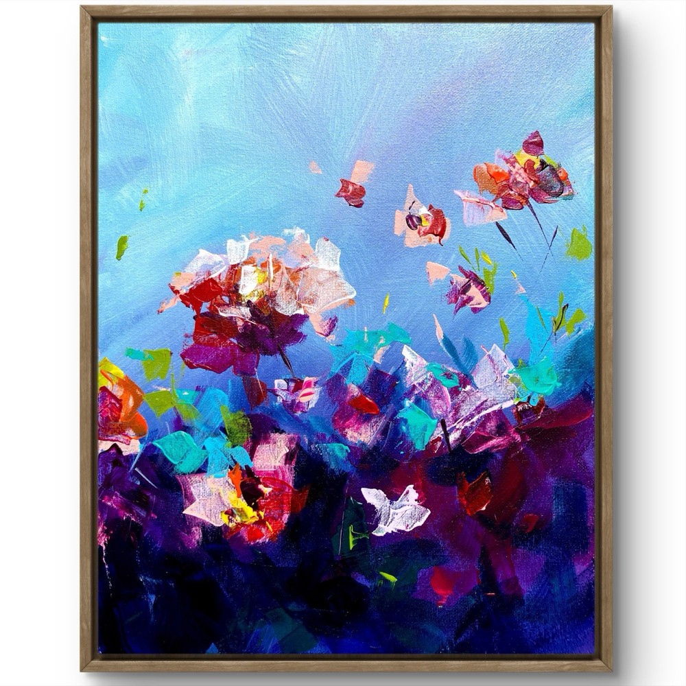 TITA PAINTZ Wildflowers Palette Knife Hand Painted 11x14 Canvas Wall Art