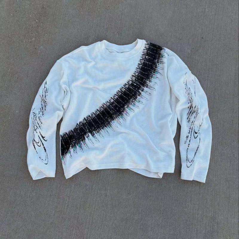 Unisex Ammo Gun Y2K Grunge Long Sleeve Shirt Abstract Graphic Top S-XL-image