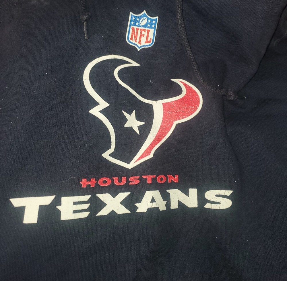 NFL Houston Texans Reebok Hoodie Football Mens Small Navy Fleece Lined Pullover