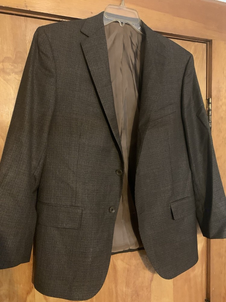 Paul Betenly Blazer Mens 40S Brown Plaid Wool Lanificio Filarte
