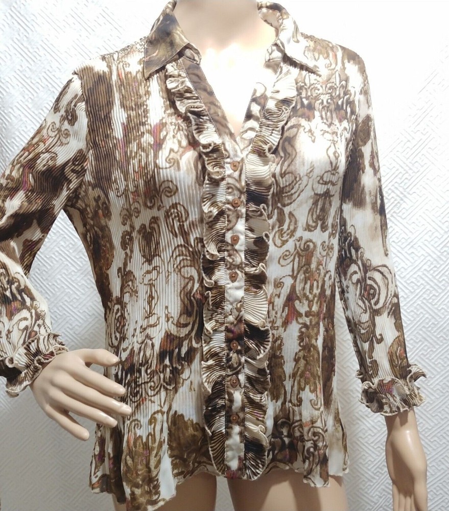 Sioni Blouse Size XL lightweight Long sleeves crinkle Top stretch