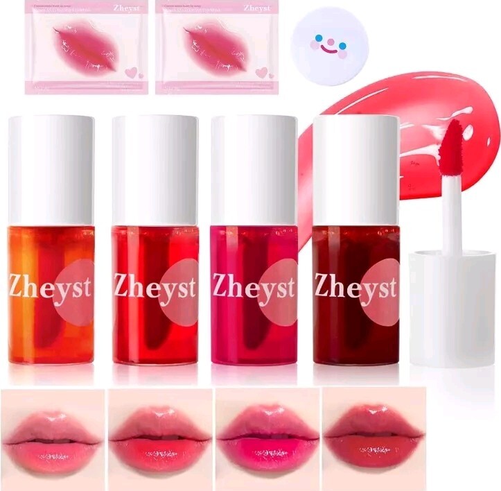 3in1 Korean Lip Tint Stain Set 4 Waterproof Long Lasting Colors For Lip & Cheek
