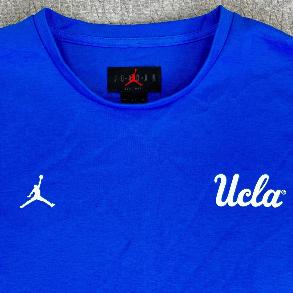 Air Jordan UCLA Bruins 3XL Blue Long Sleeve Dri-FIT Basketball sweater shirt