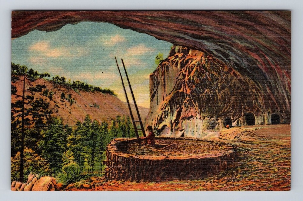Rito De Los Frijoles Canyon NM-New Mexico, Kiva Cliff Dwellers Vintage Postcard