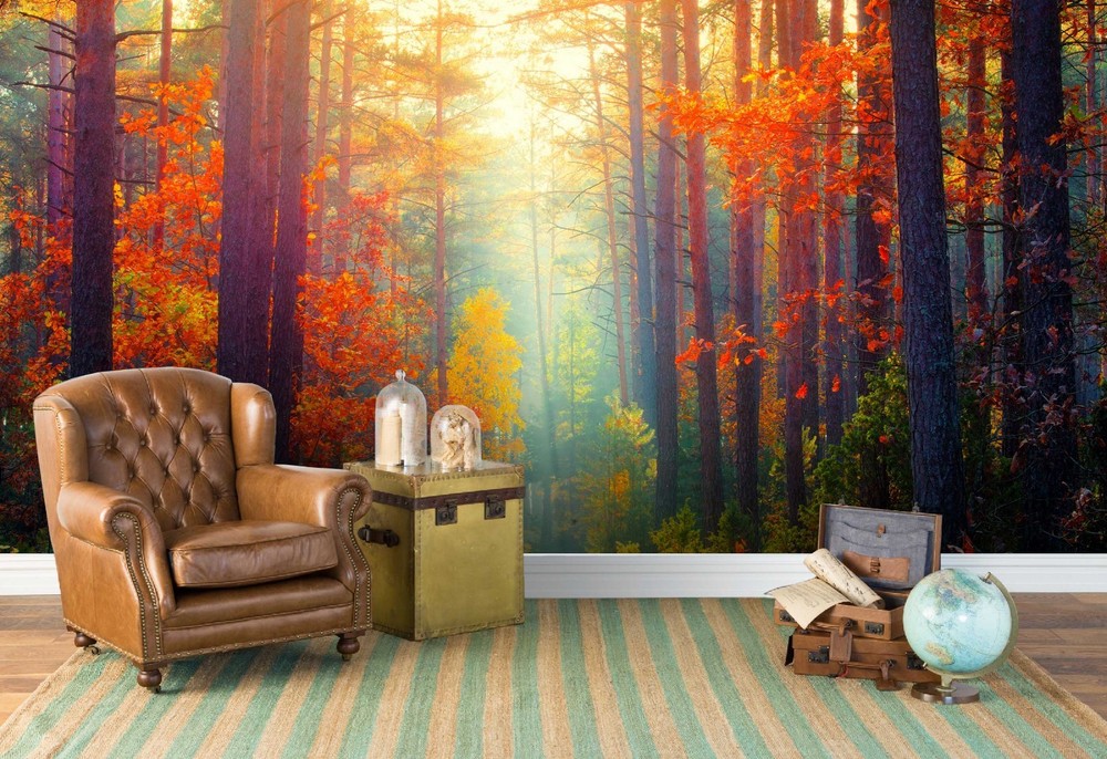 3D Forest Sunshine Autumn Landscape Wall Murals Wallpaper Murals Wall Sticker