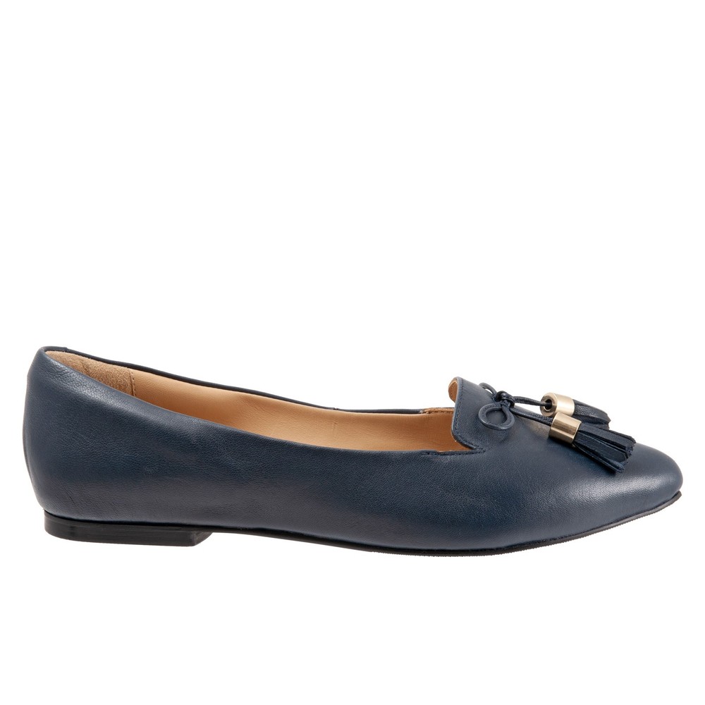 Trotters Hope T2162-400 Womens Blue Narrow Leather Loafer Flats Shoes 8