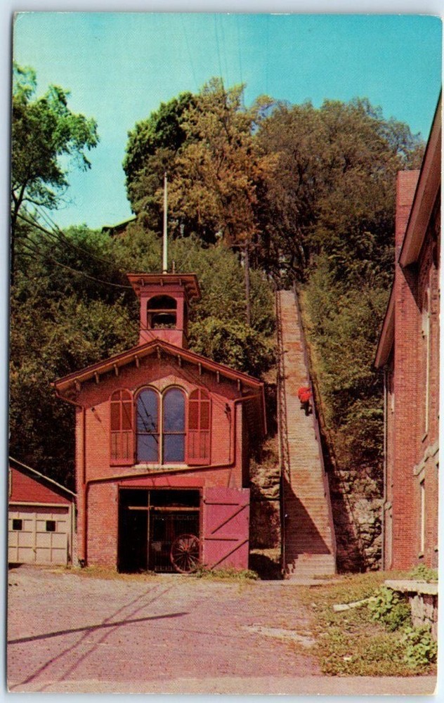 Postcard - Fire House #1 and Washington St. Steps - Galena, Illinois