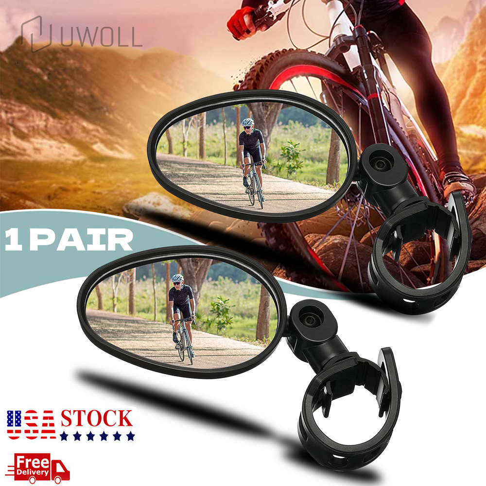 2Pcs Bike Mirror Rotaty Round MTB Road Handlebar Bicycle Rear View Glass Cycling