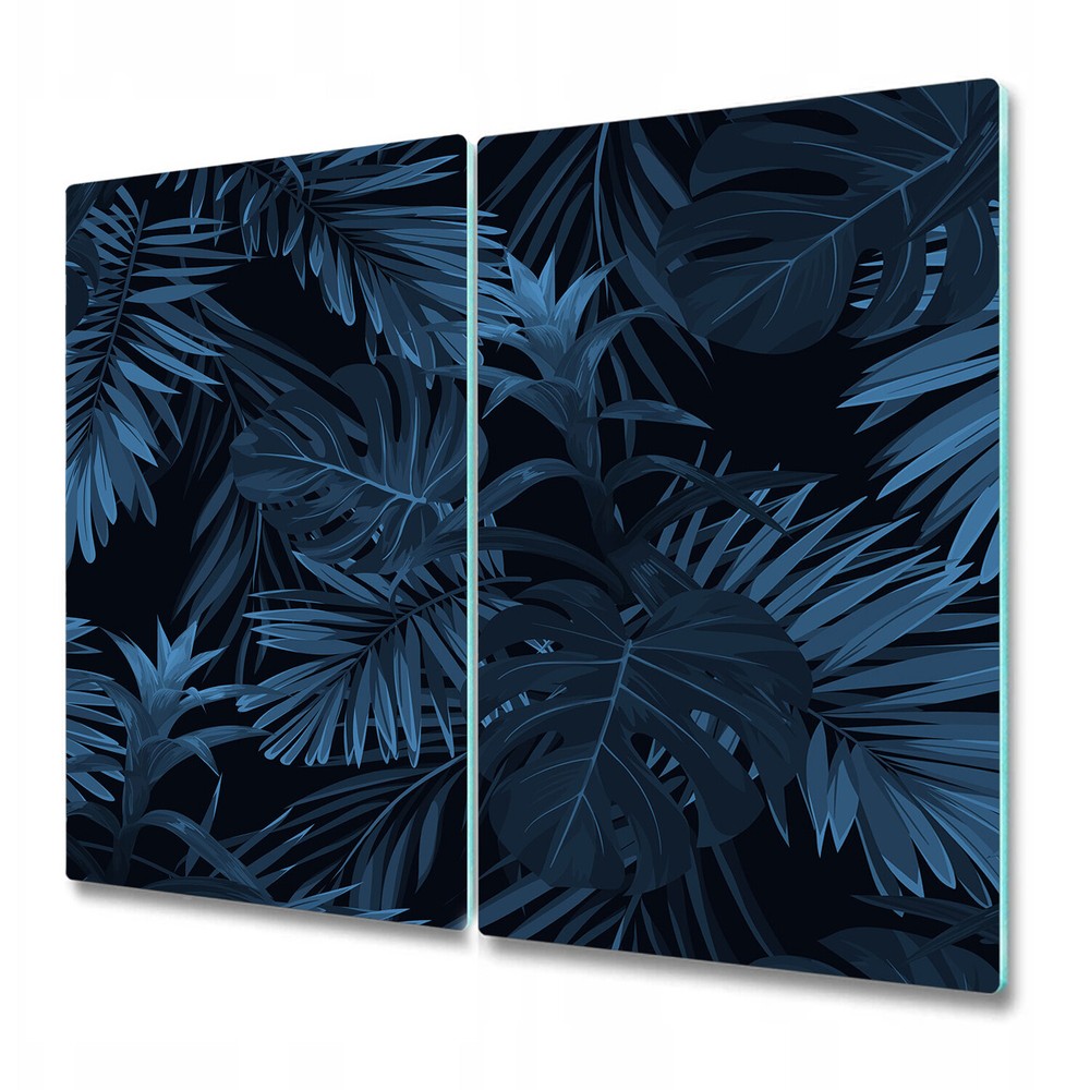 Glass Worktop Saver Dark leaves Leaf tropical Watercolour black background