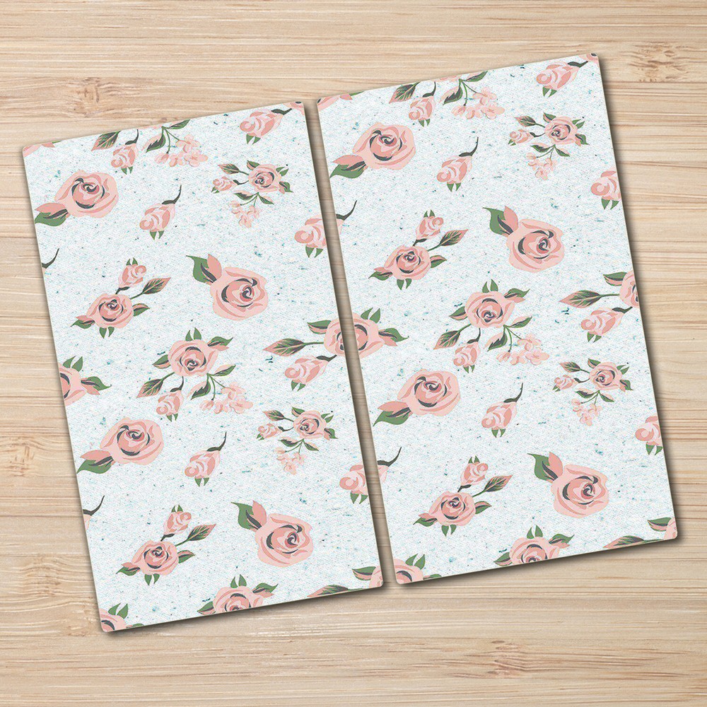 Glass Induction Ceramic Hob Cover Pastel Flowers Floral Watercolour 2x30x52