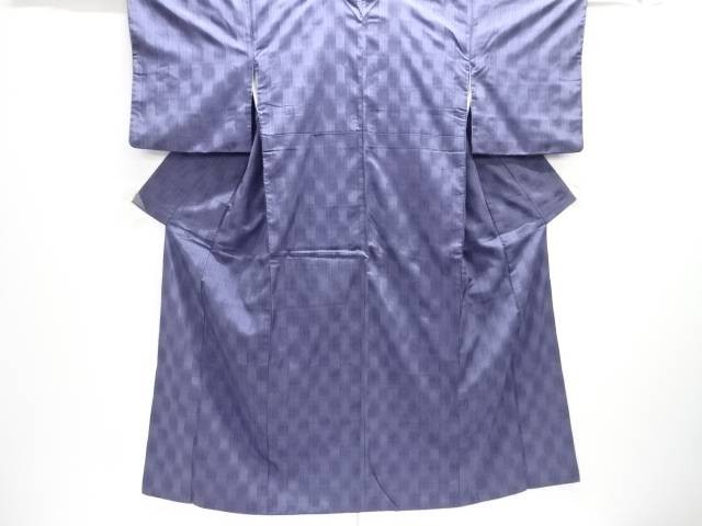 Yoroke Striped Pongee Kimono Used Modern Silk 152cm Very Good Condition