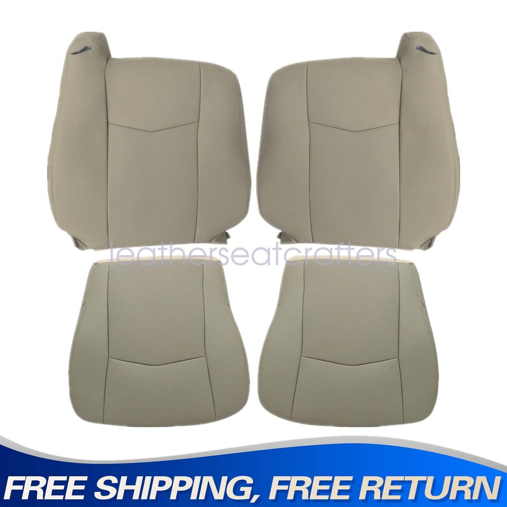 2004–2009 For Cadillac SRX Front Bottom & Top Perforated Leather Seat Cover Tan