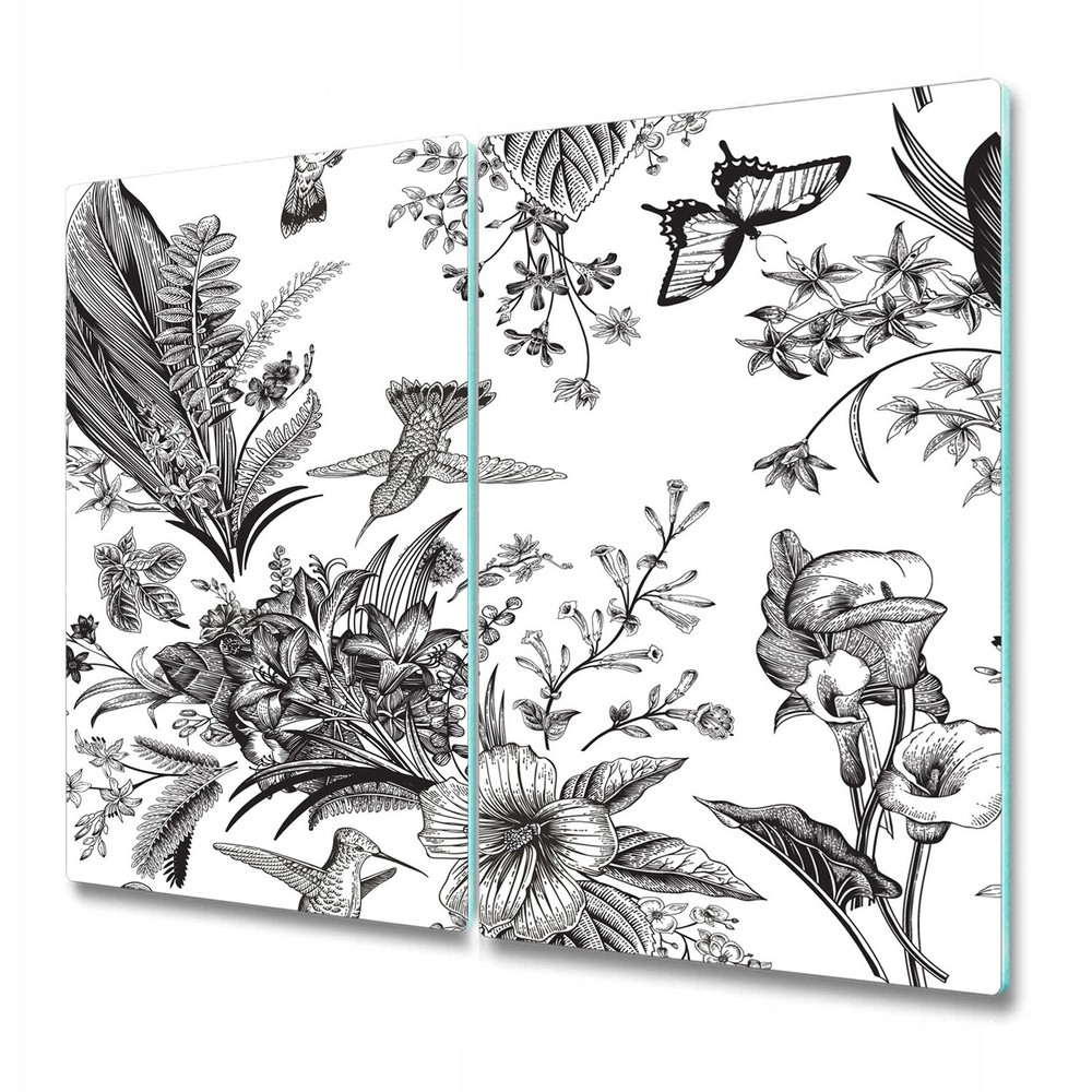 Glass Kitchen Chopping Board Worktop Saver Black and white garden 2x30x52