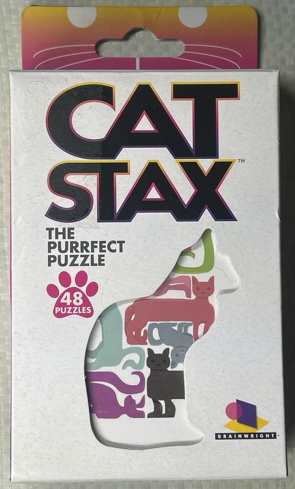 Cat Stax Brainwright Puzzle Game Complete Travel Case 48 Challenges