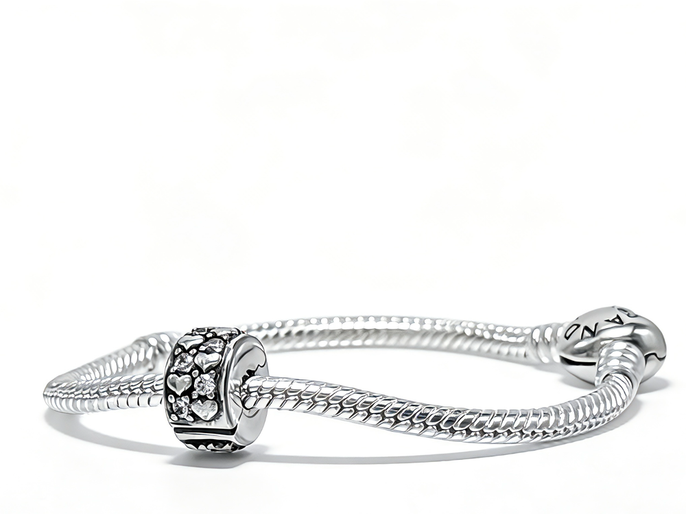 Pandora Infinite Hearts Sparkling Clip Charm 925 Sterling Silver CZ #792235C01