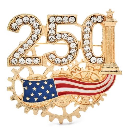 Gold Tone USA Independence Day American Flag Brooch Pin Rhinestone Enamel Gift