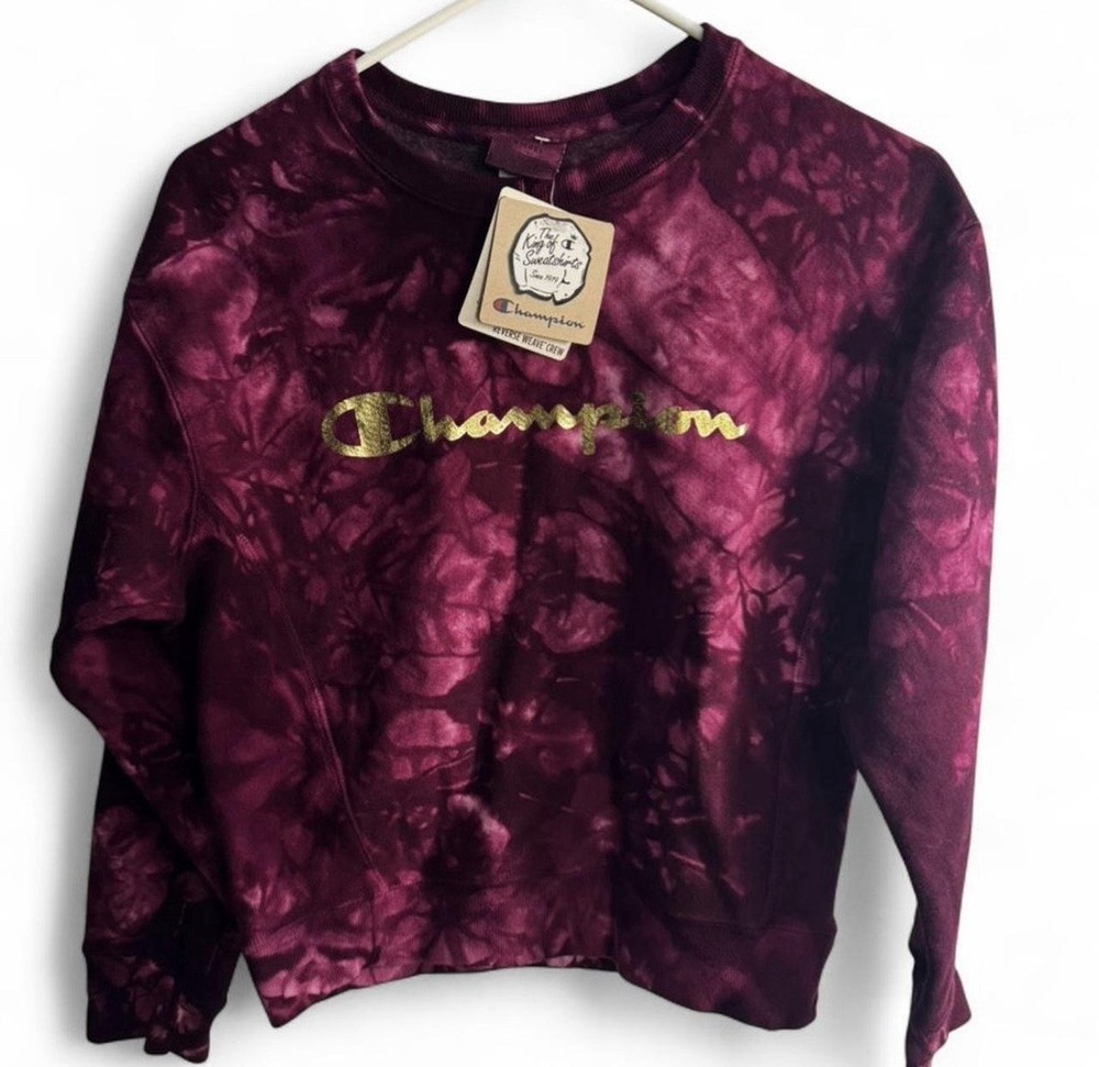 CHAMPION Women’s Pullover Sweatshirt Size Small Reverse Weave Crew gold logo