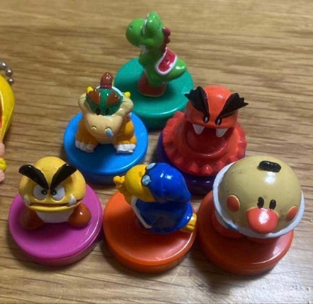 1990s Super Mario Yoshi’s Island Mini Stamp Figure Set of 6 Vintage Collectible