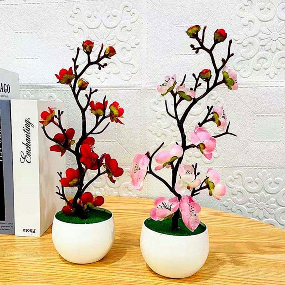 Artificial Potted Flower Fake False Plants Outdoor Garden Home In Pot Decor