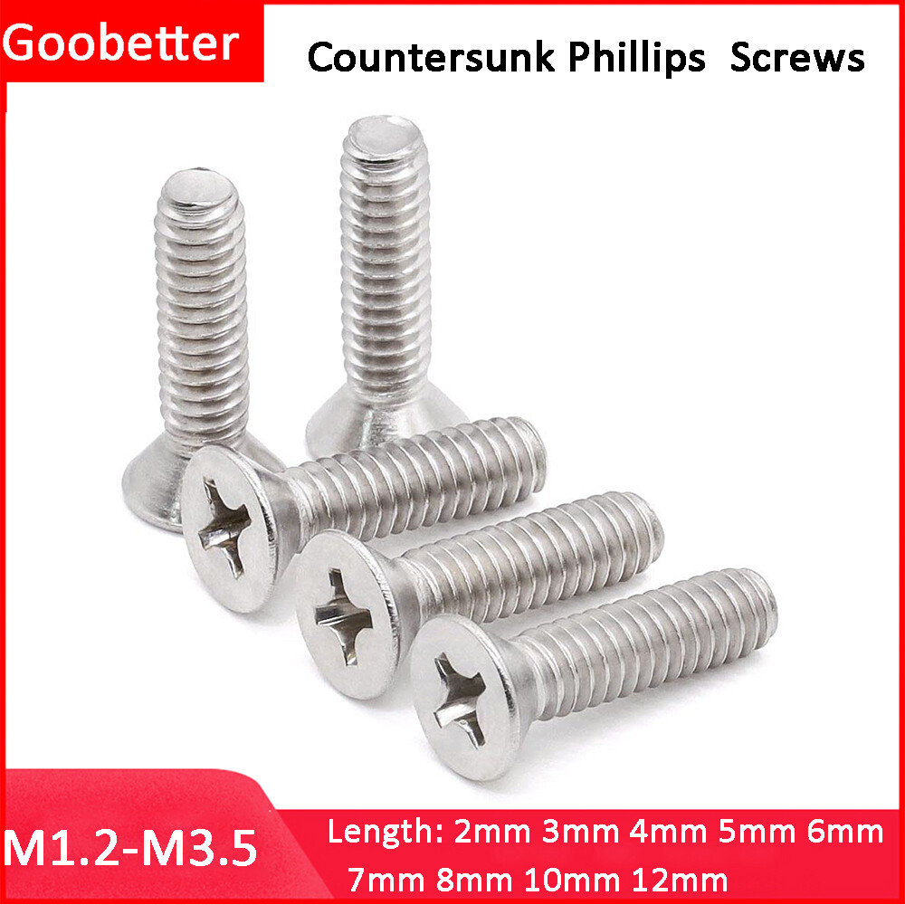 Countersunk Phillips Machine Screws Flat Head Bolts M1.2 M1.4 M1.6 M1.7 - M3.5