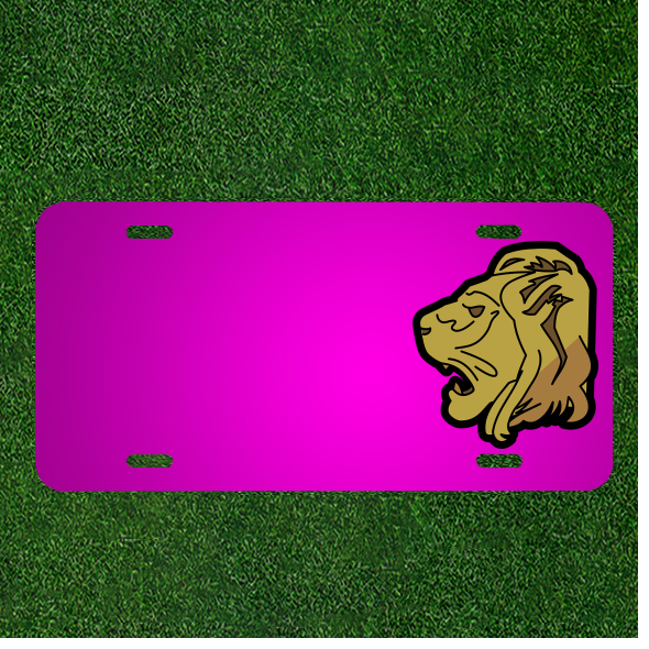 Custom Car License Plate with Personalized Lion Head Face & Added Names