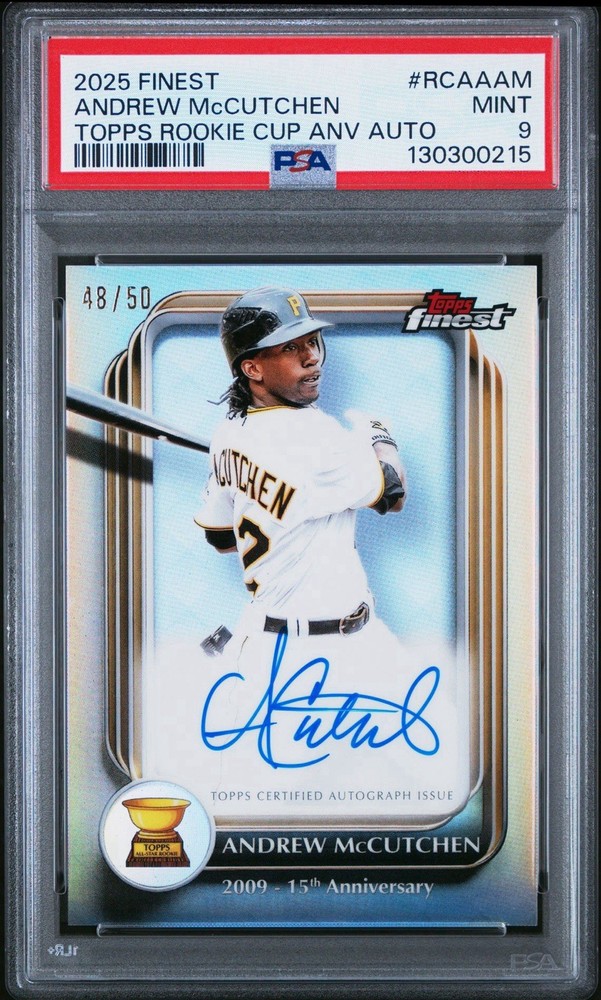 2025 FINEST ANDREW McCUTCHEN /50 TOPPS ROOKIE CUP ANV AUTO POP 1 PSA 9
