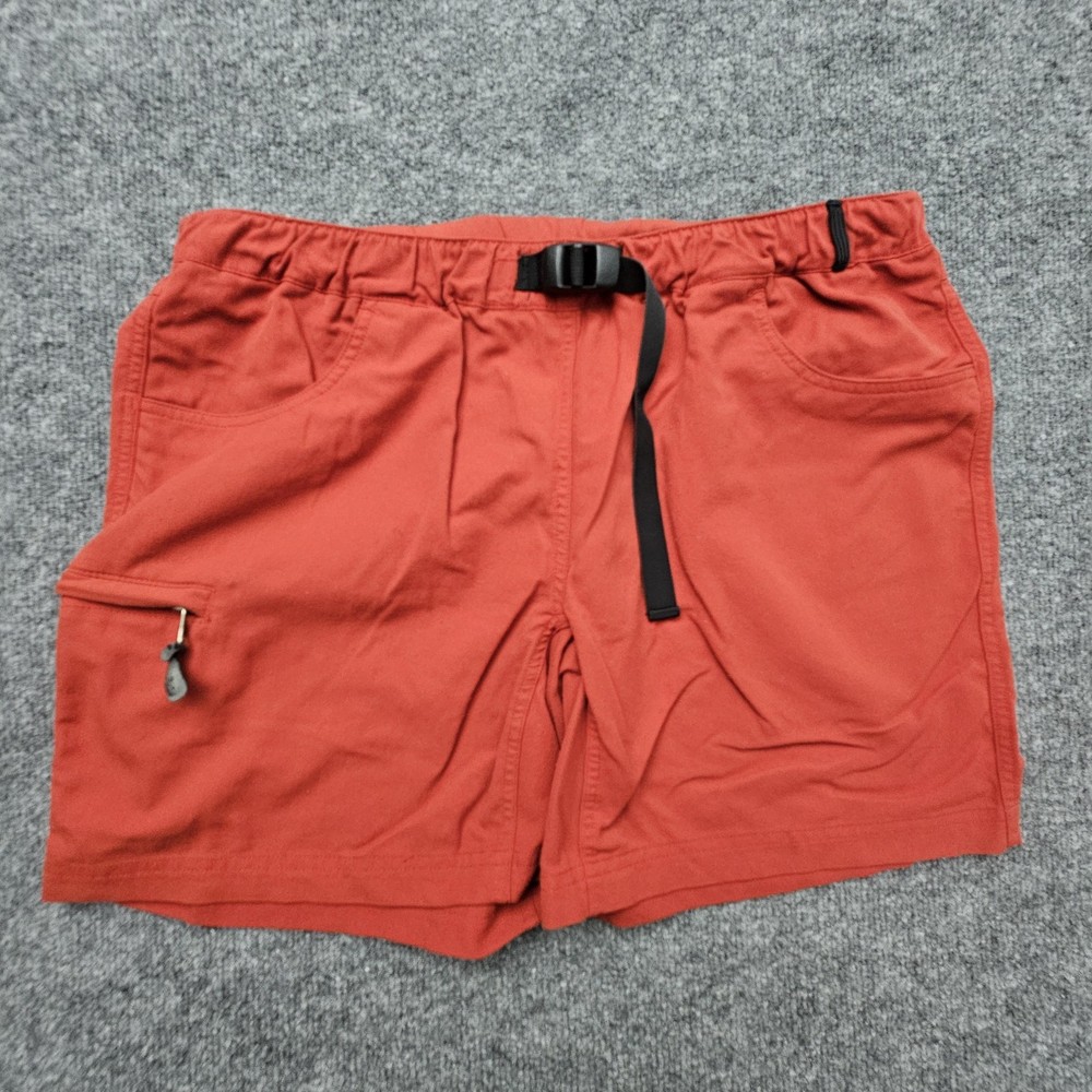 Ibex Shorts Womens Large Red Nylon Hiking Trail Elastic Waist Zip Pocket Belted