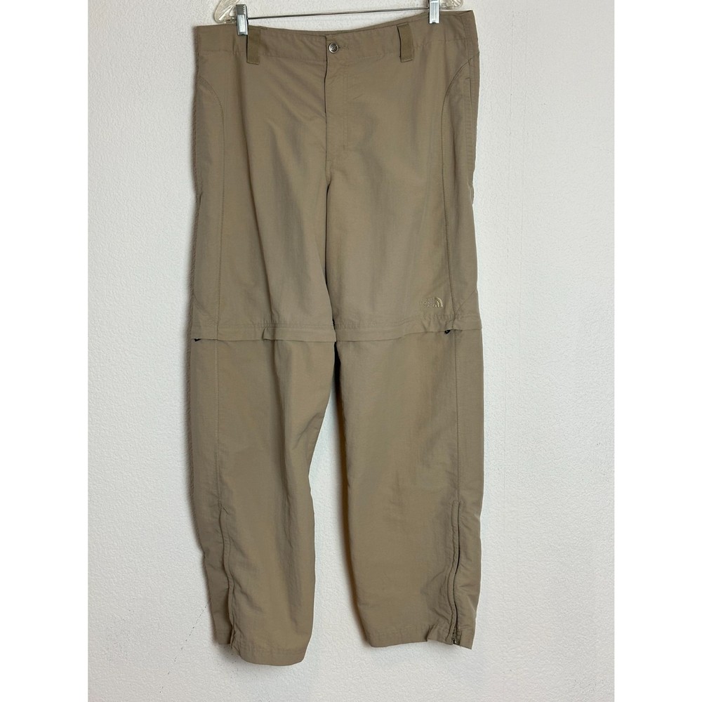 The North Face Mens 38 X32 Nylon Convertible Pants Beige Khaki Outdoor Hiking