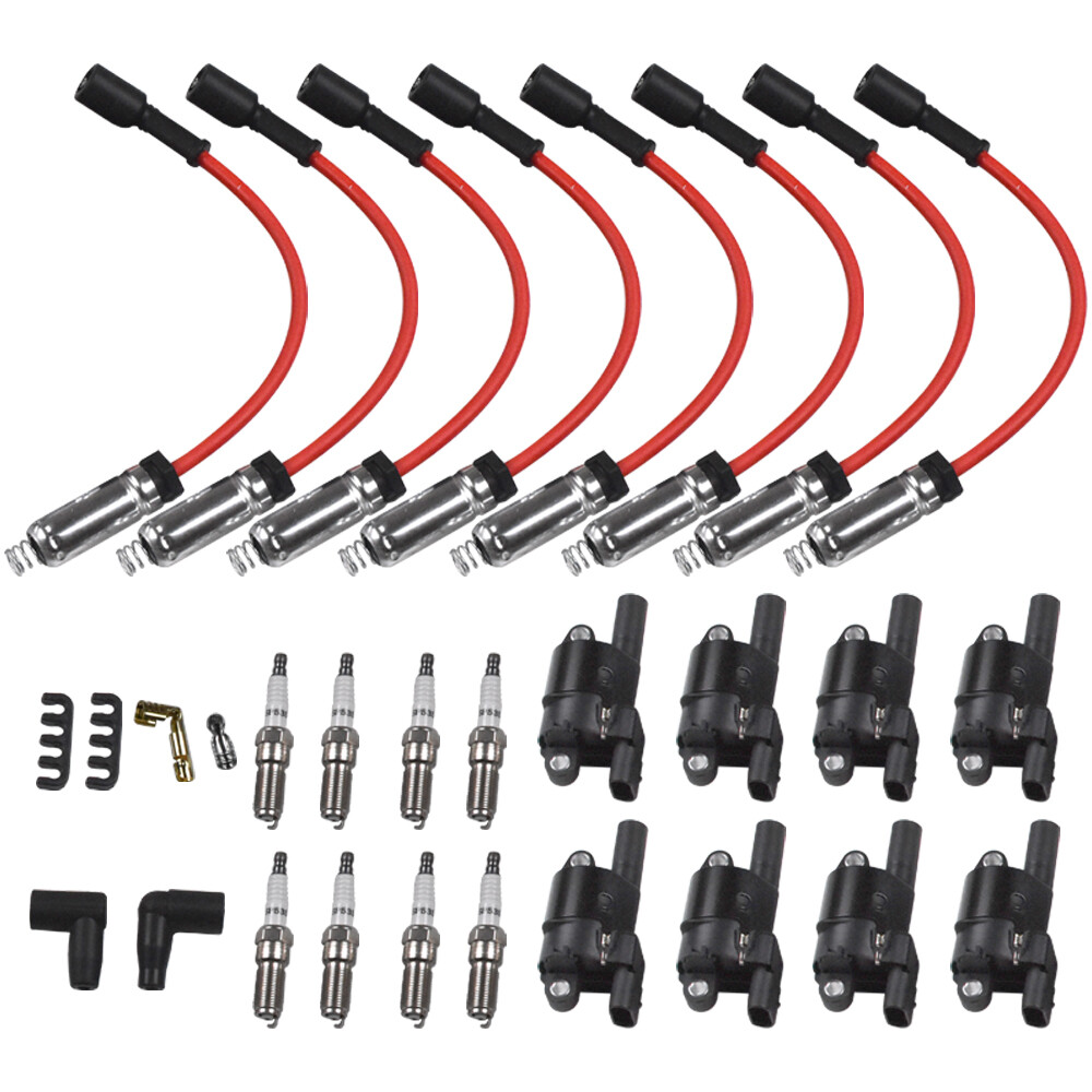 8-Pack Round Ignition Coil Spark Plug Wires for GMC Chevy Silverado 1500 5.3L 6.2L V8 Engines