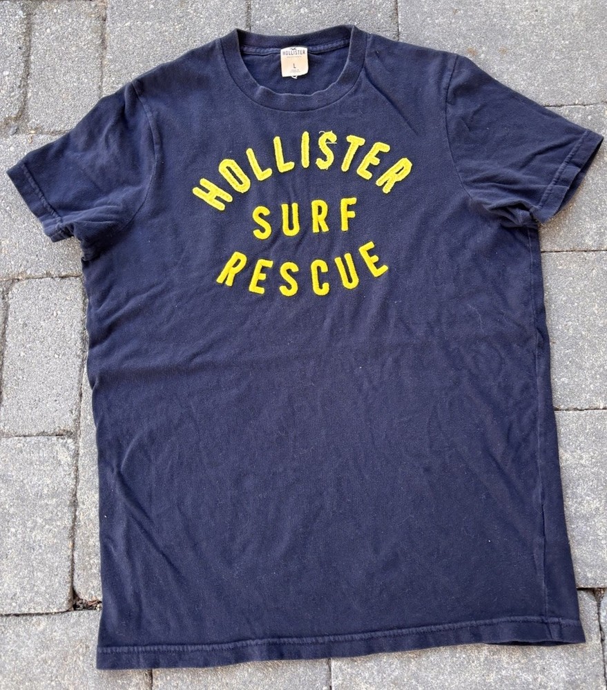 Hollister short-sleeve T-shirt, crew neck. Embroidered logo Navy Men's L