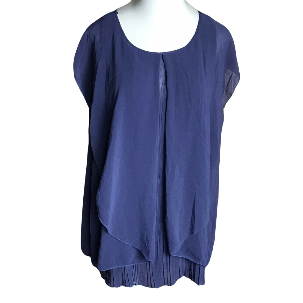 Miilla Classy Women's Blouse Shirt ~ Sz L ~ Cap Sleeve ~ Purpley Blue