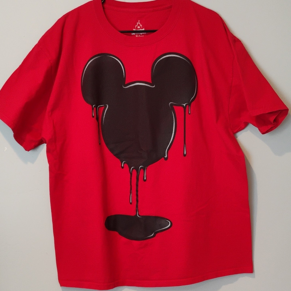 Disney Mickey Mouse Drip Red Graphic T-Shirt Hanes Adult XL